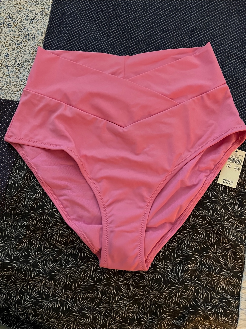 aerie Crossover Pink high waisted Bikini Bottom